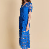 All Over Lace Short Sleeves Midi Dress