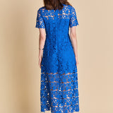 All Over Lace Short Sleeves Midi Dress