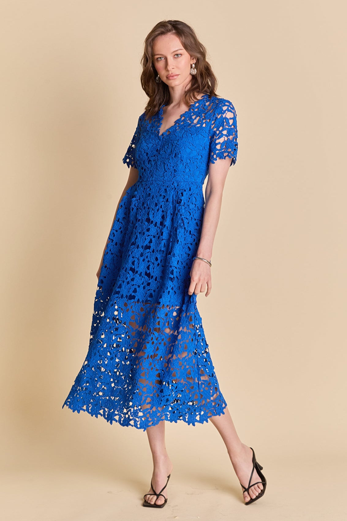 endless rose puff sleeves lace tiered maxi dress Endless Rose