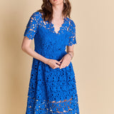 All Over Lace Short Sleeves Midi Dress
