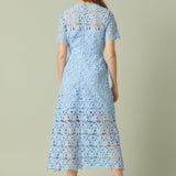 All Over Lace Short Sleeves Midi Dress