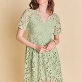 All Over Lace Short Sleeves Midi Dress