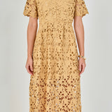 All Over Lace Short Sleeves Midi Dress