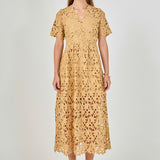 All Over Lace Short Sleeves Midi Dress