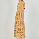 All Over Lace Short Sleeves Midi Dress