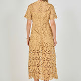 All Over Lace Short Sleeves Midi Dress