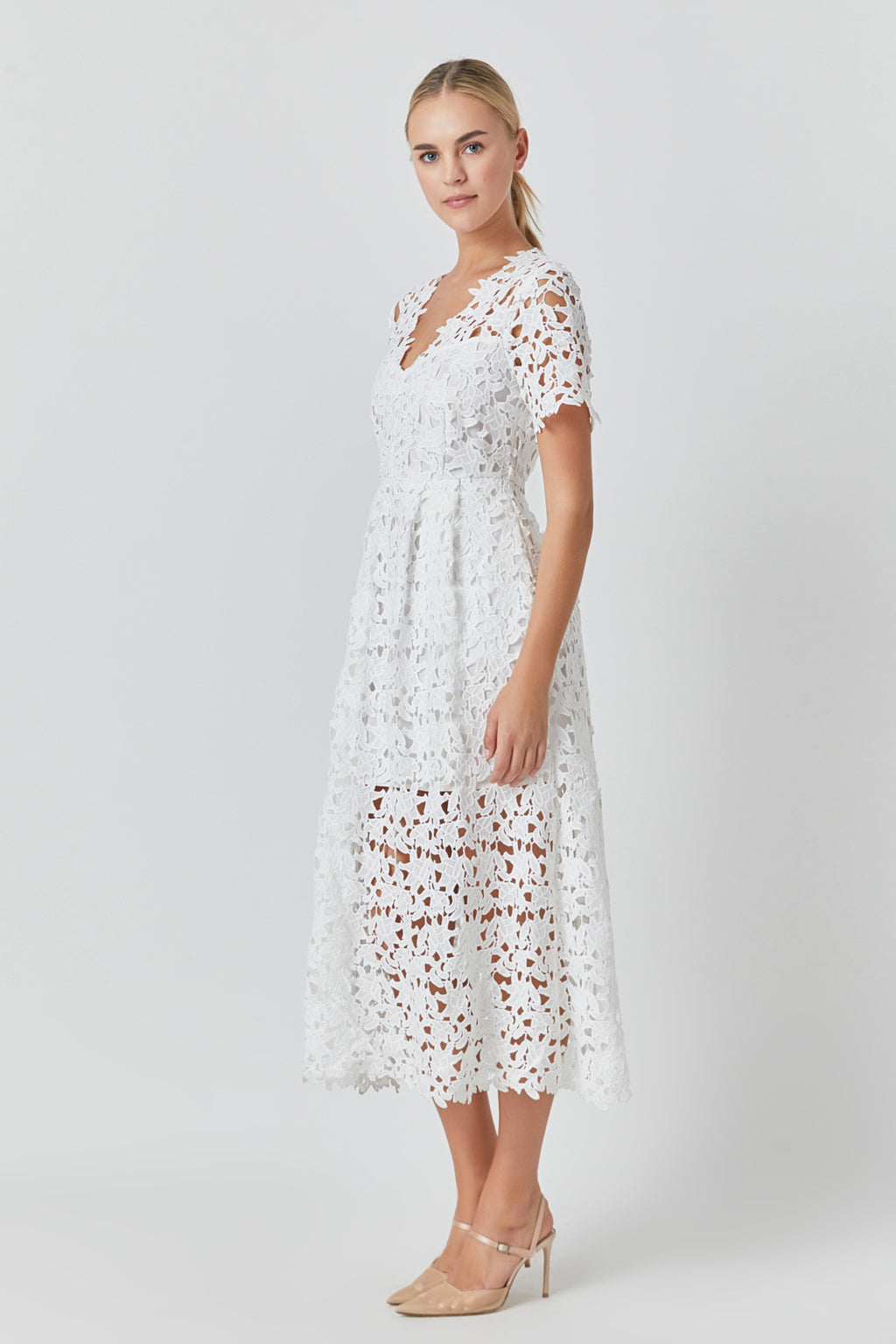 All Over Lace Short Sleeves Midi Dress – Endless Rose