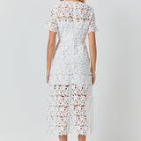 All Over Lace Short Sleeves Midi Dress