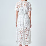 All Over Lace Short Sleeves Midi Dress