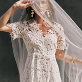 All Over Lace Short Sleeves Midi Dress