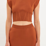 Cinched Waist Sleeveless Knit Top