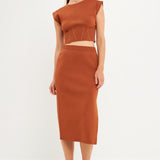 Cinched Waist Sleeveless Knit Top