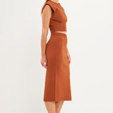 Cinched Waist Sleeveless Knit Top
