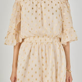 Foil Print Off-Shoulder Romper