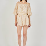 Foil Print Off-Shoulder Romper