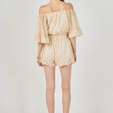 Foil Print Off-Shoulder Romper