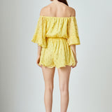 Foil Print Off-Shoulder Romper
