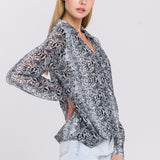 Snake Skin Pattern Wrap Shirt