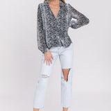 Snake Skin Pattern Wrap Shirt