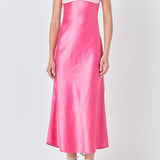 Colorblock Satin Maxi Dress