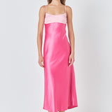 Colorblock Satin Maxi Dress