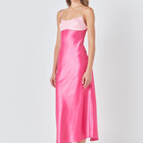 Colorblock Satin Maxi Dress