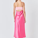 Colorblock Satin Maxi Dress