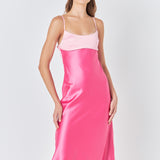 Colorblock Satin Maxi Dress