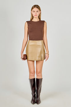Pu Slit Detail Skort