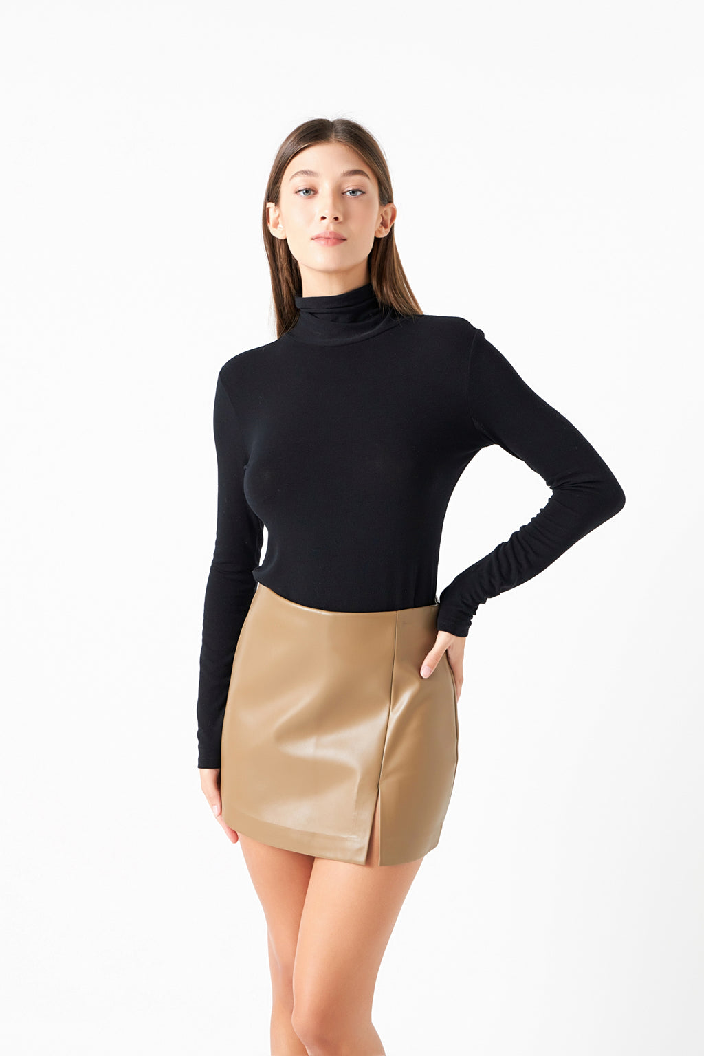 Pu Slit Detail Skort