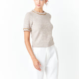 Trimmed Knit Short Sleeve Top