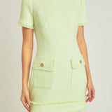Tweed Short Sleeve Mini Dress