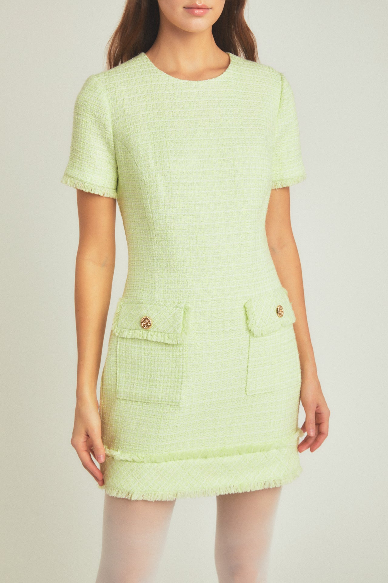 Discover our Tweed Short Sleeve Mini Dress from our Spring Capsule: SS Wardrobe '24 Editorial