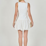 Quinn Mixed Media Scoop Neck Blouson Mini Dress