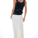 Mid-Waisted Front Slit Maxi Skirt