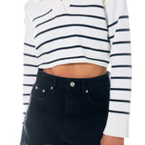 Striped Crop Poly Sweater