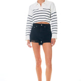 Striped Crop Poly Sweater