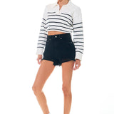 Striped Crop Poly Sweater