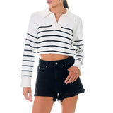 Striped Crop Poly Sweater