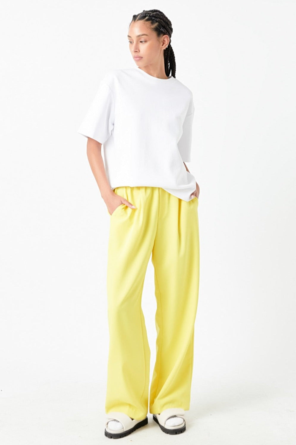 Elastic Trim Wide Pants