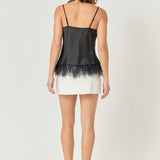 Satin Cowl Neck Top with Feather