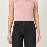 Strapless Knit Feather Top