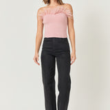 Strapless Knit Feather Top