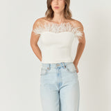 Strapless Knit Feather Top