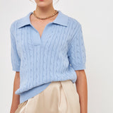 Cable Knit Polo Top