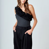 Ruffled Asymmetrical Bodysuit