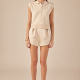 Soft Sleeveless Knit Polo Top