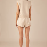 Soft Sleeveless Knit Polo Top