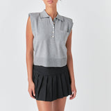 Soft Sleeveless Knit Polo Top