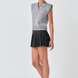 Soft Sleeveless Knit Polo Top